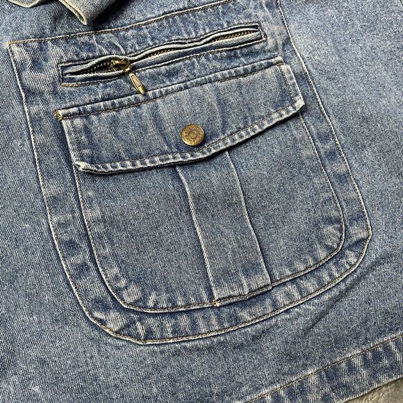 VTG Avenue Blues Shacket Jacket Womens 26/28 Blue Denim Barn Coat Light Wash 90s - Picture 7 of 12